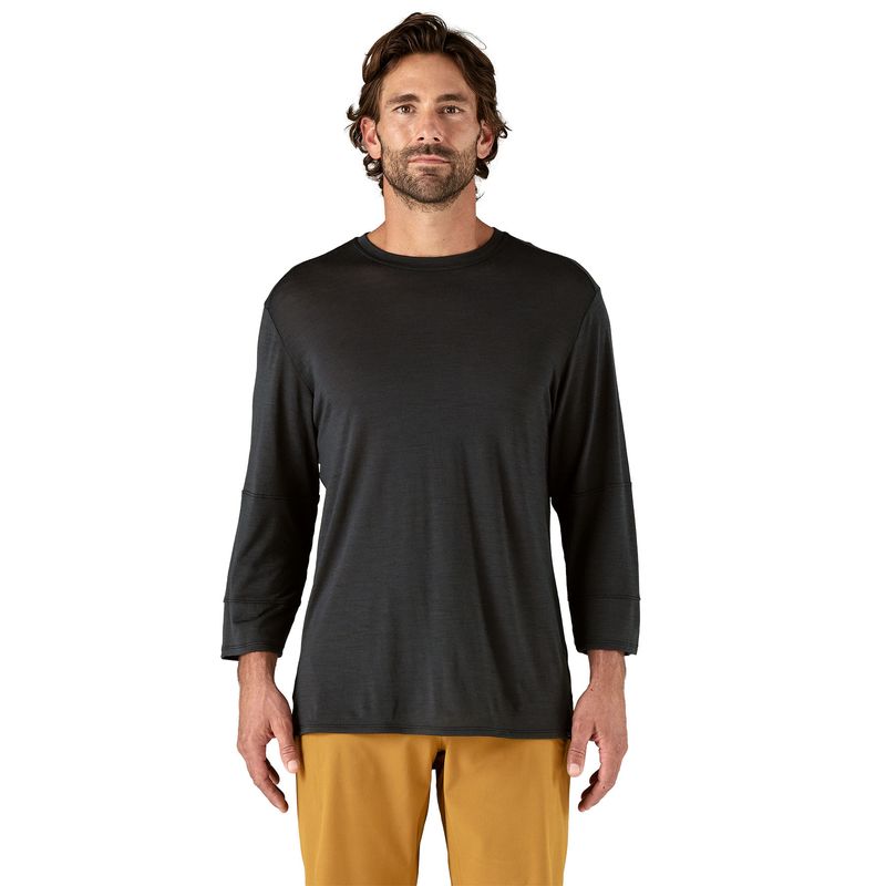 Polo-Para-Hombre-Manga-Larga-Merino-3-4-Sleeve-Bike-Jersey-Negro-Patagonia