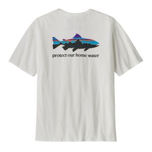 Polo M/C Outdoor Para Hombre Home Water Trout Organic Blanco Patagonia
